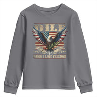Funny 4th Of July DILF Damn I Love Freedom Youth Sweatshirt Bald Eagle American Flag - Wonder Print Shop