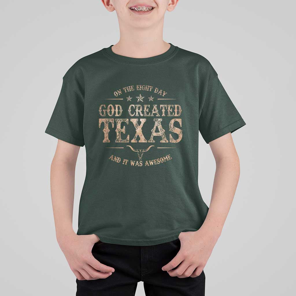 Funny On The Eight Day God Created Texas And It Was Awesome T Shirt For Kid American Texan - Wonder Print Shop