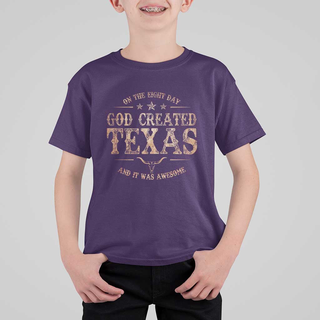 Funny On The Eight Day God Created Texas And It Was Awesome T Shirt For Kid American Texan - Wonder Print Shop