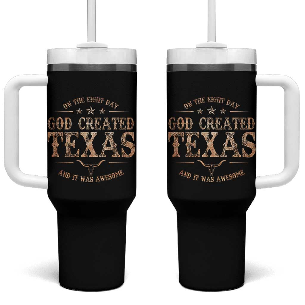 Funny On The Eight Day God Created Texas And It Was Awesome Tumbler With Handle American Texan - Wonder Print Shop