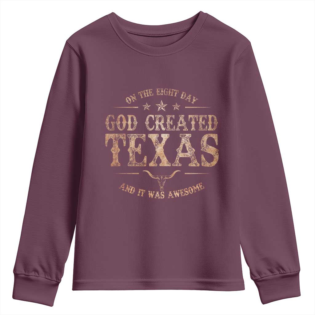 Funny On The Eight Day God Created Texas And It Was Awesome Youth Sweatshirt American Texan - Wonder Print Shop