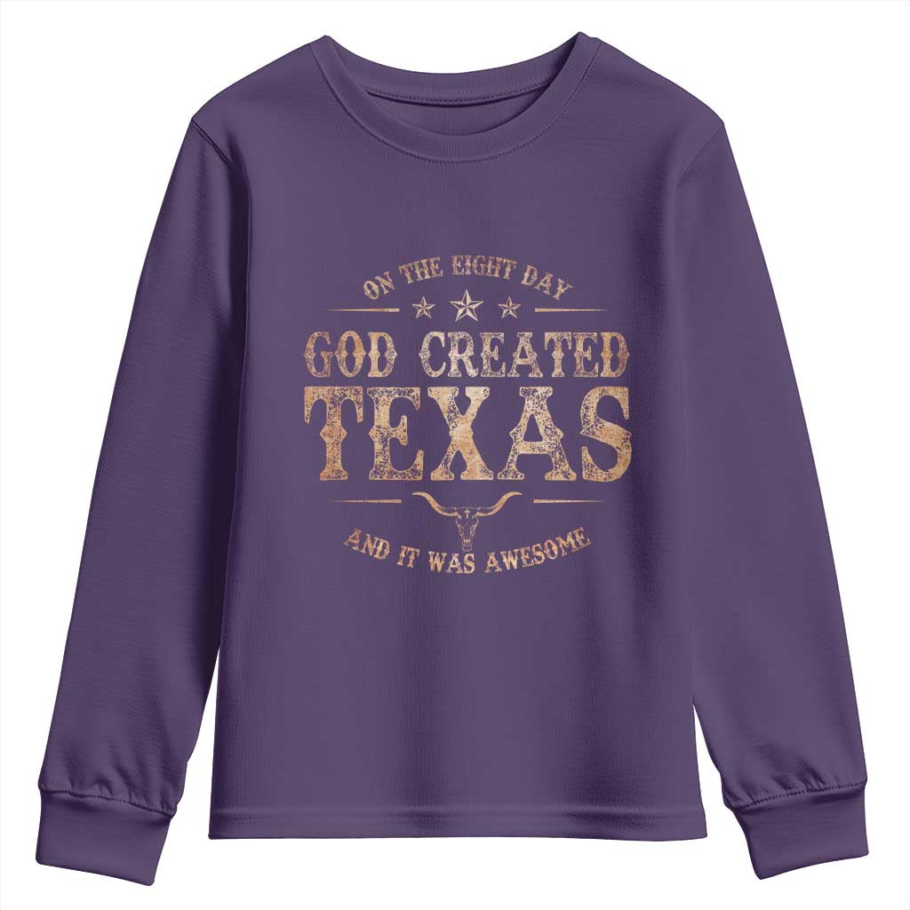 Funny On The Eight Day God Created Texas And It Was Awesome Youth Sweatshirt American Texan - Wonder Print Shop