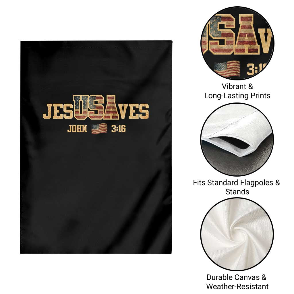 Funny Jesus Saves USA John 3 16 Garden Flag Christian 4th Of July Bible Verse - Wonder Print Shop