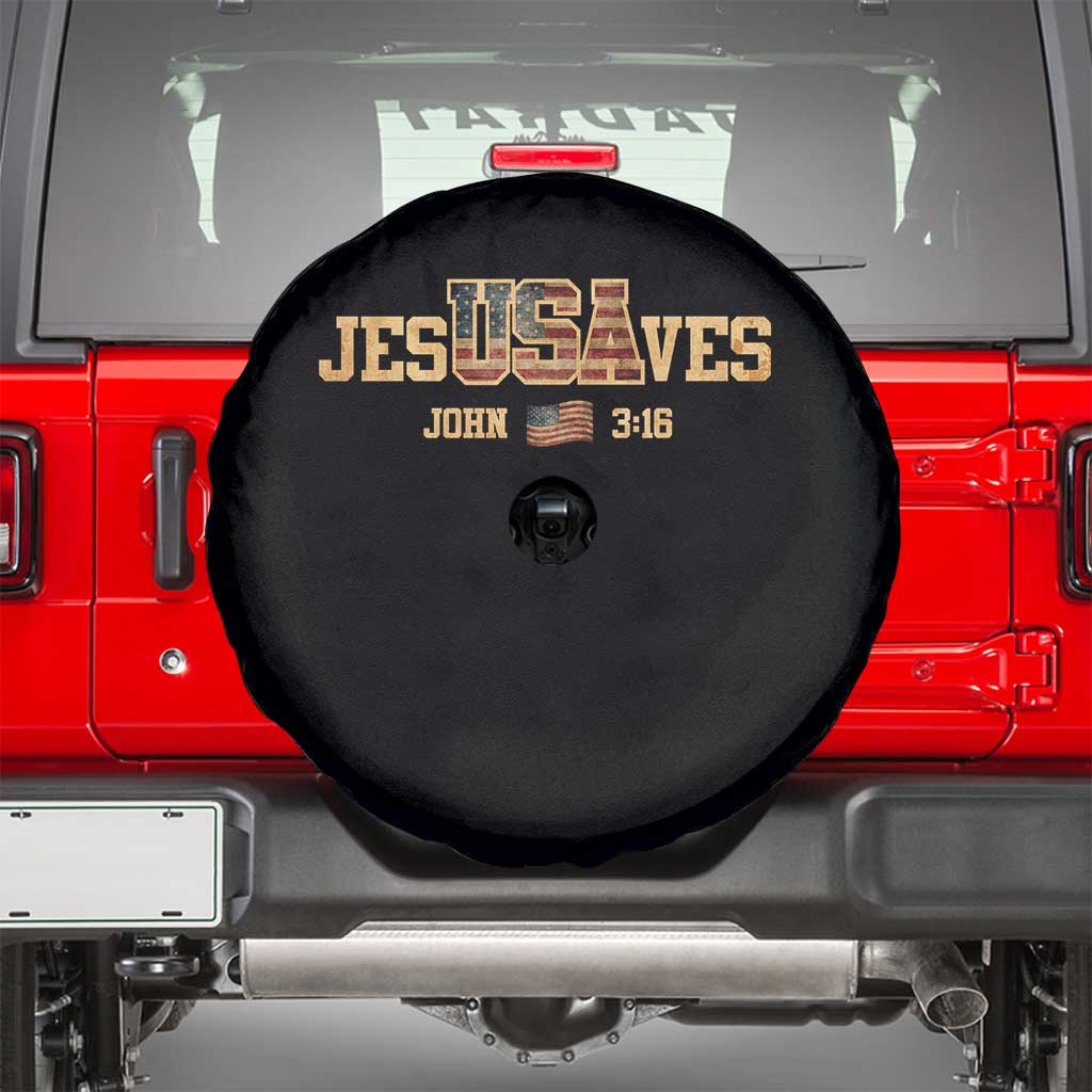 Funny Jesus Saves USA John 3 16 Spare Tire Cover Christian 4th Of July Bible Verse - Wonder Print Shop