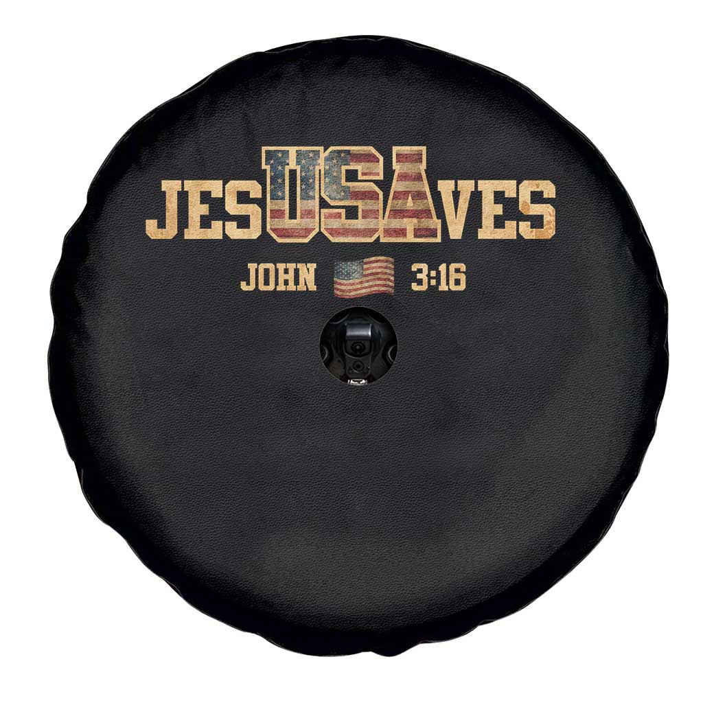 Funny Jesus Saves USA John 3 16 Spare Tire Cover Christian 4th Of July Bible Verse - Wonder Print Shop