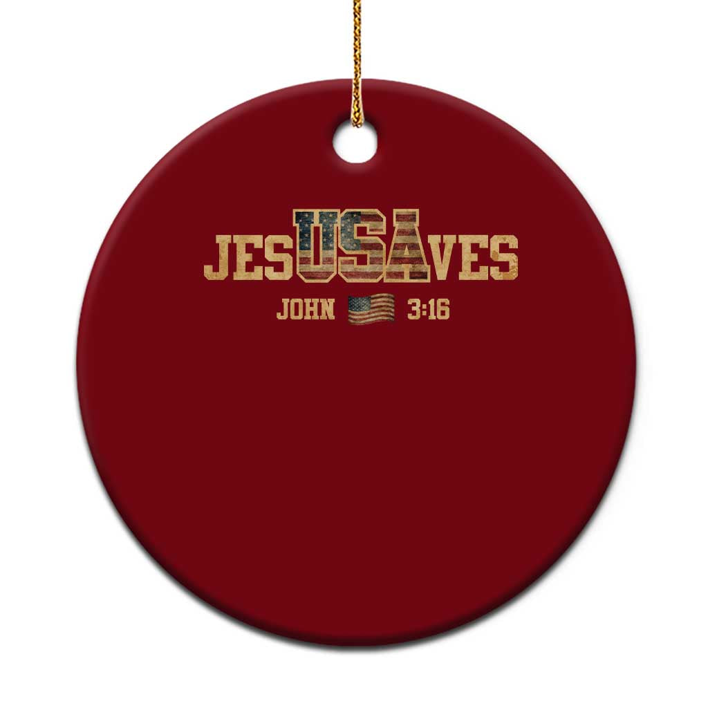 Funny Jesus Saves USA John 3 16 Ceramic Ornament Christian 4th Of July Bible Verse - Wonder Print Shop