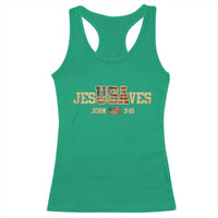 Funny Jesus Saves USA John 3 16 Racerback Tank Top Christian 4th Of July Bible Verse - Wonder Print Shop