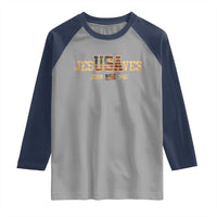 Funny Jesus Saves USA John 3 16 Raglan Shirt Christian 4th Of July Bible Verse - Wonder Print Shop