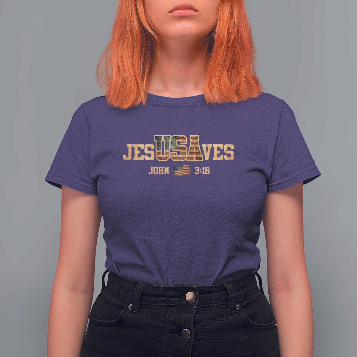 Funny Jesus Saves USA John 3 16 T Shirt For Women Christian 4th Of July Bible Verse - Wonder Print Shop