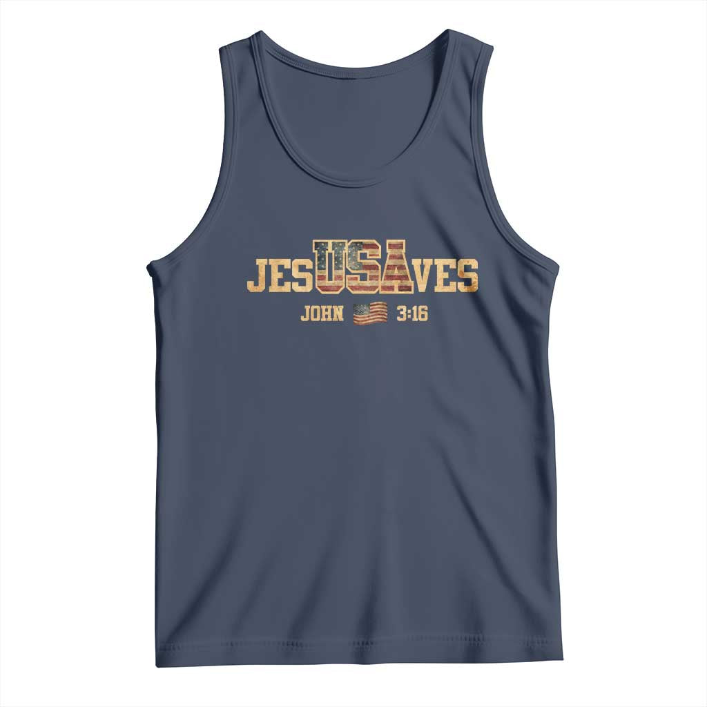 Funny Jesus Saves USA John 3 16 Tank Top Christian 4th Of July Bible Verse - Wonder Print Shop