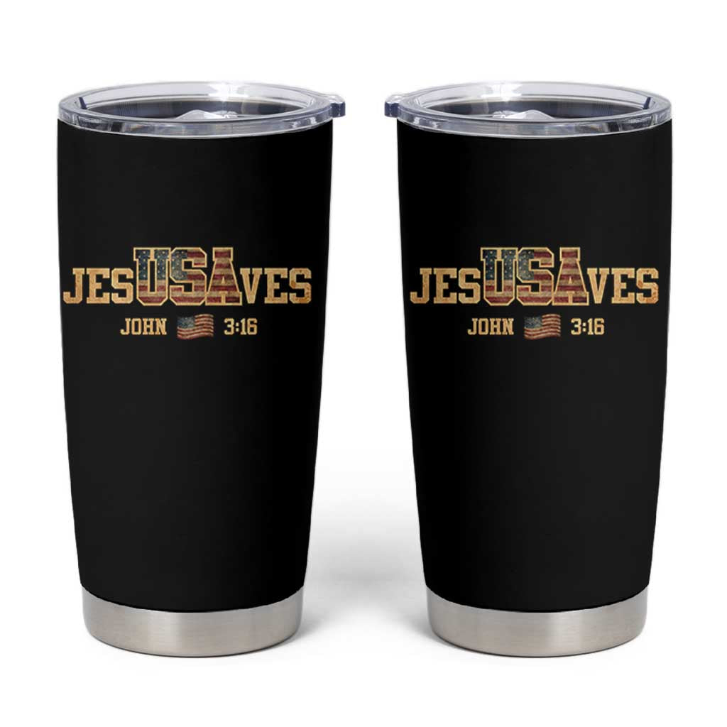 Funny Jesus Saves USA John 3 16 Tumbler Cup Christian 4th Of July Bible Verse - Wonder Print Shop