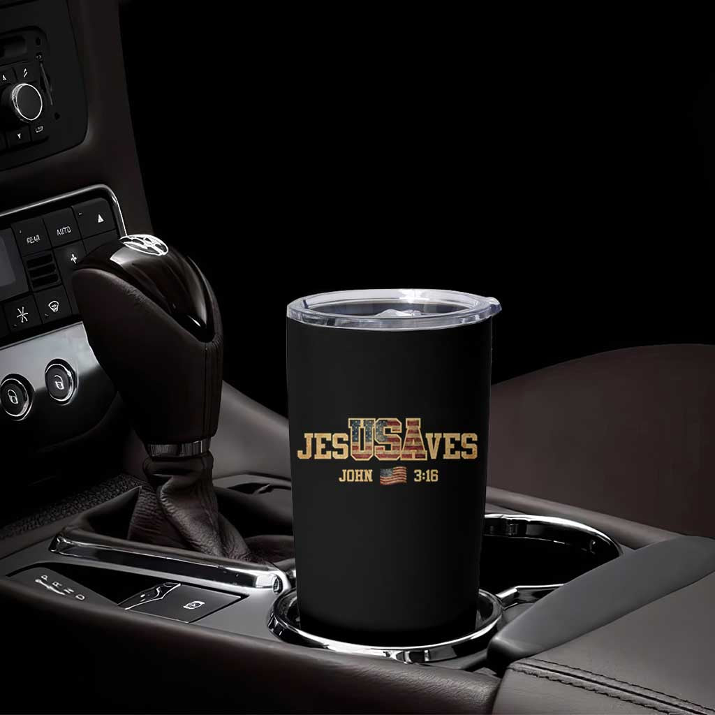 Funny Jesus Saves USA John 3 16 Tumbler Cup Christian 4th Of July Bible Verse - Wonder Print Shop