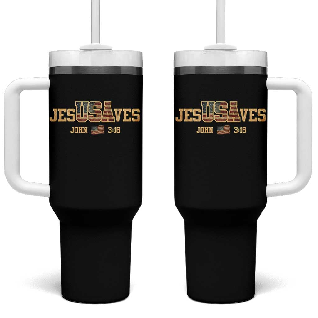 Funny Jesus Saves USA John 3 16 Tumbler With Handle Christian 4th Of July Bible Verse - Wonder Print Shop