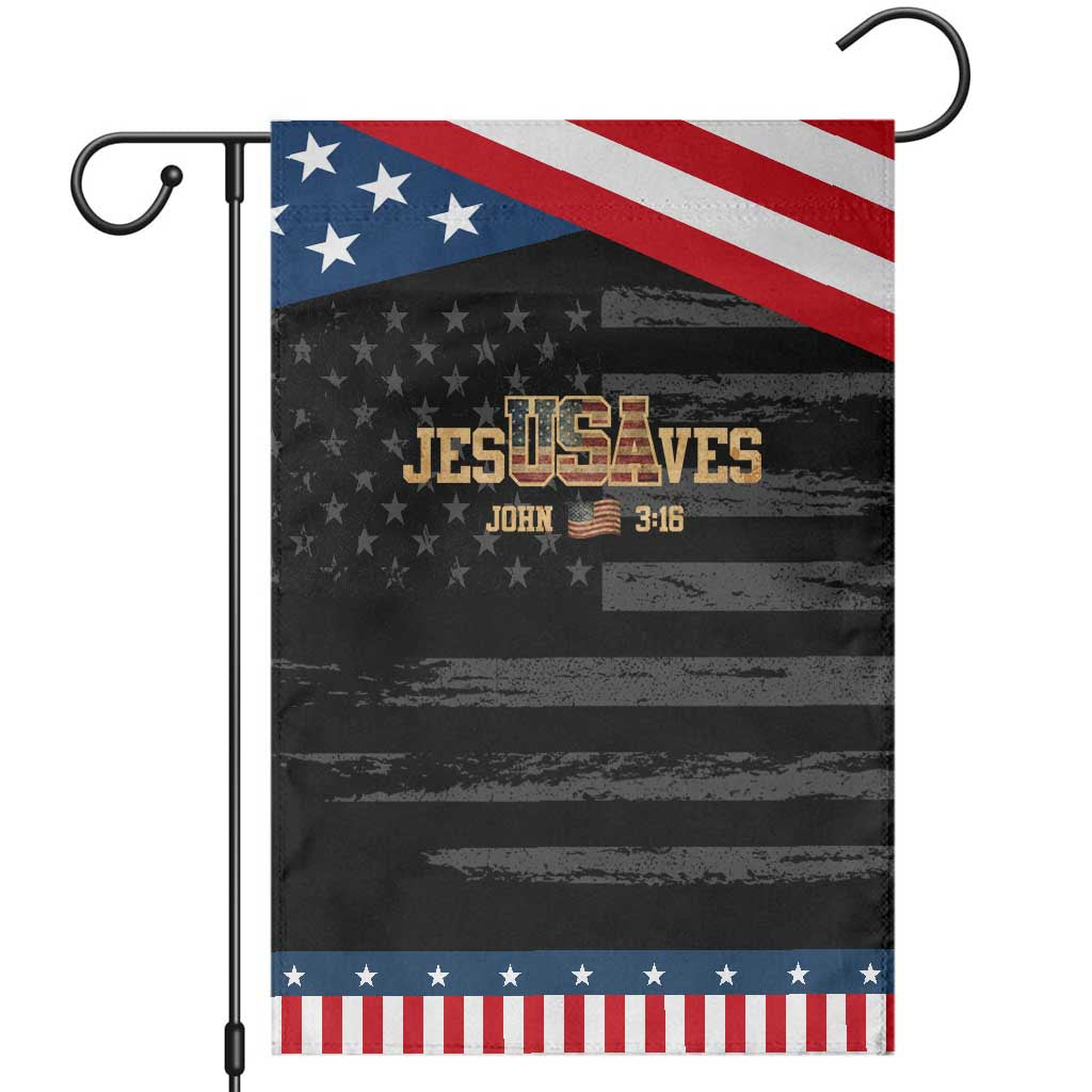 Funny Jesus Saves USA John 3 16 Garden Flag Christian 4th Of July Bible Verse