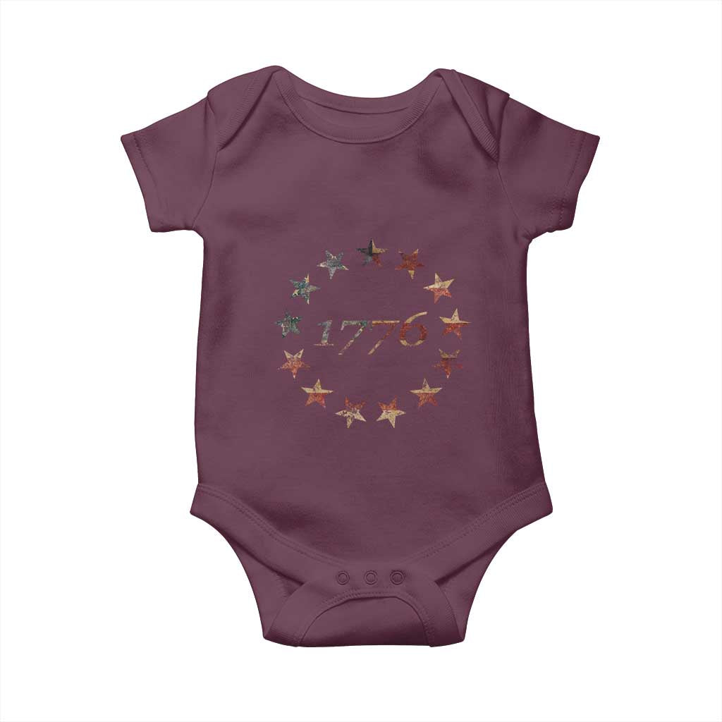 13 Star Flag Betsy Ross Distressed American Flag 1776 USA Baby Onesie 4th Of July - Wonder Print Shop