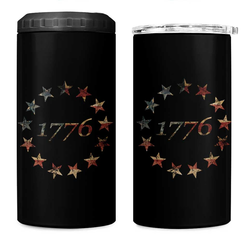 13 Star Flag Betsy Ross Distressed American Flag 1776 USA 4 in 1 Can Cooler Tumbler 4th Of July - Wonder Print Shop