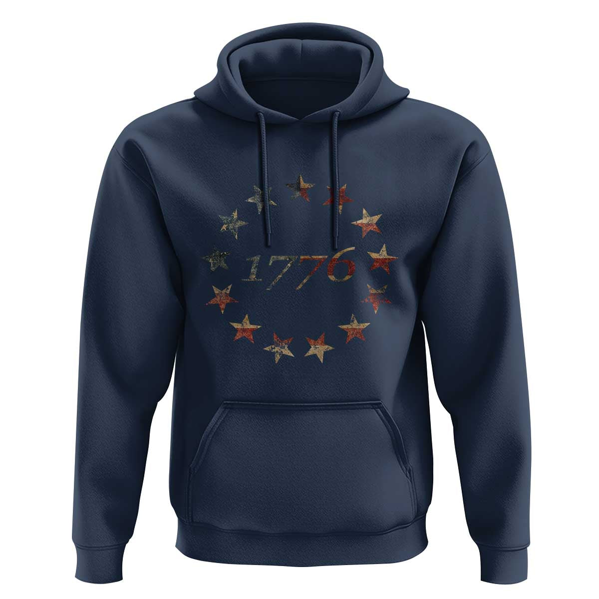 13 Star Flag Betsy Ross Distressed American Flag 1776 USA Hoodie 4th Of July - Wonder Print Shop
