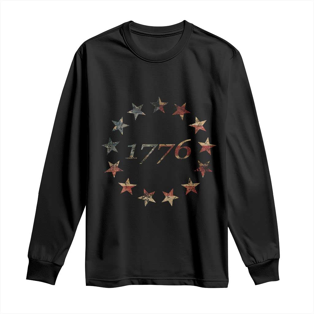 13 Star Flag Betsy Ross Distressed American Flag 1776 USA Long Sleeve Shirt 4th Of July - Wonder Print Shop