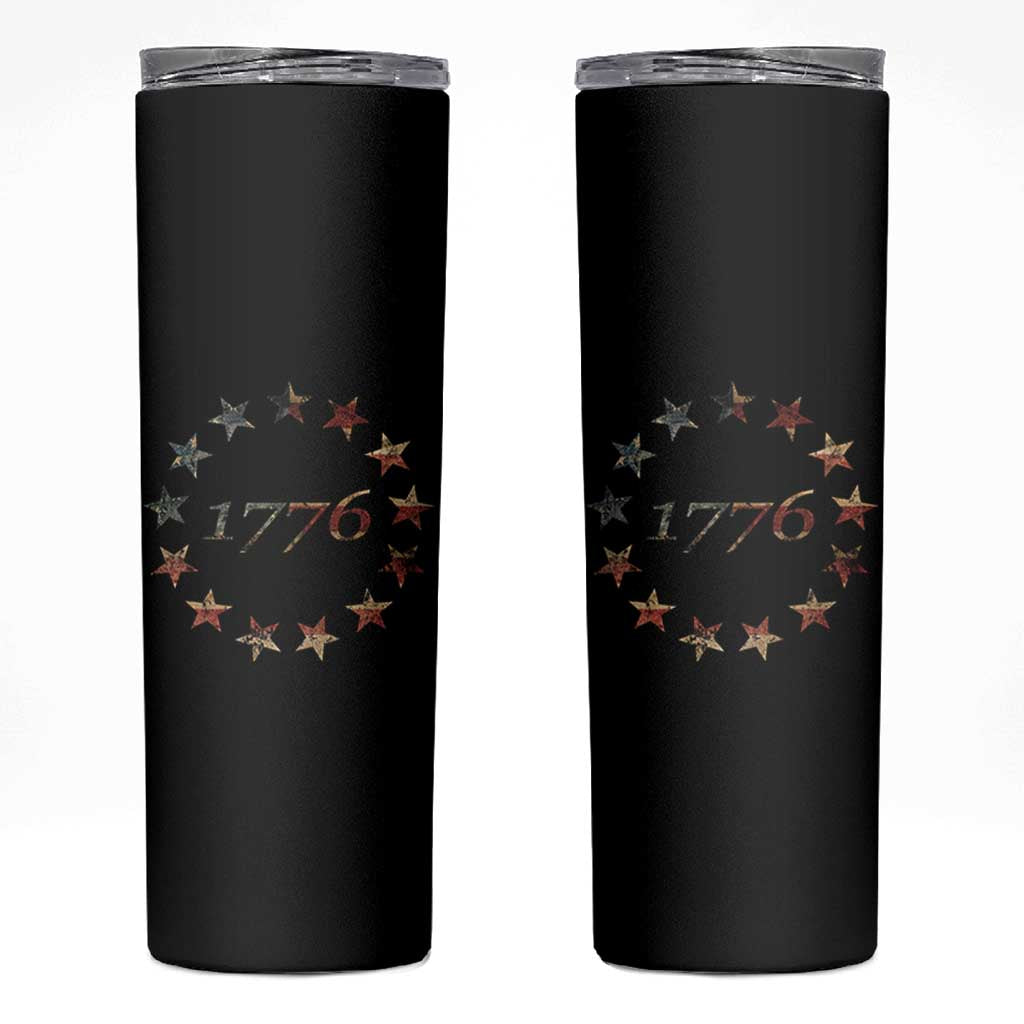 13 Star Flag Betsy Ross Distressed American Flag 1776 USA Skinny Tumbler 4th Of July - Wonder Print Shop