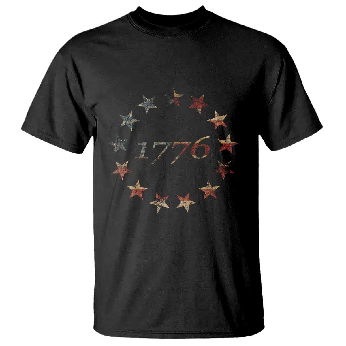 13 Star Flag Betsy Ross Distressed American Flag 1776 USA T Shirt 4th Of July - Wonder Print Shop