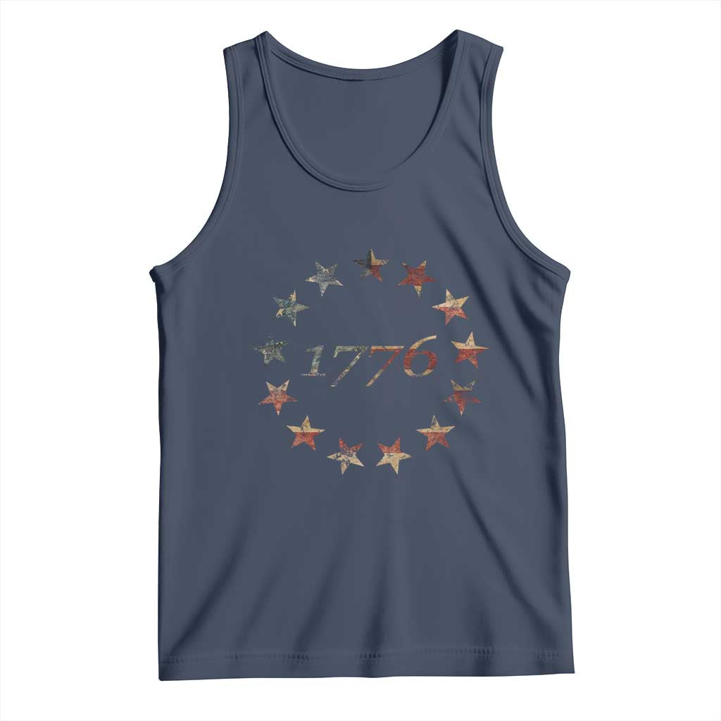 13 Star Flag Betsy Ross Distressed American Flag 1776 USA Tank Top 4th Of July - Wonder Print Shop
