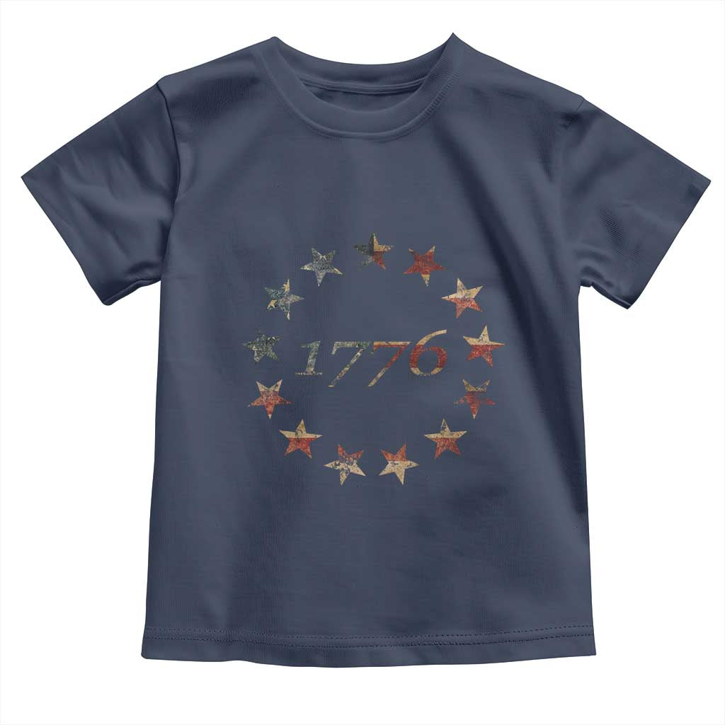 13 Star Flag Betsy Ross Distressed American Flag 1776 USA Toddler T Shirt 4th Of July - Wonder Print Shop
