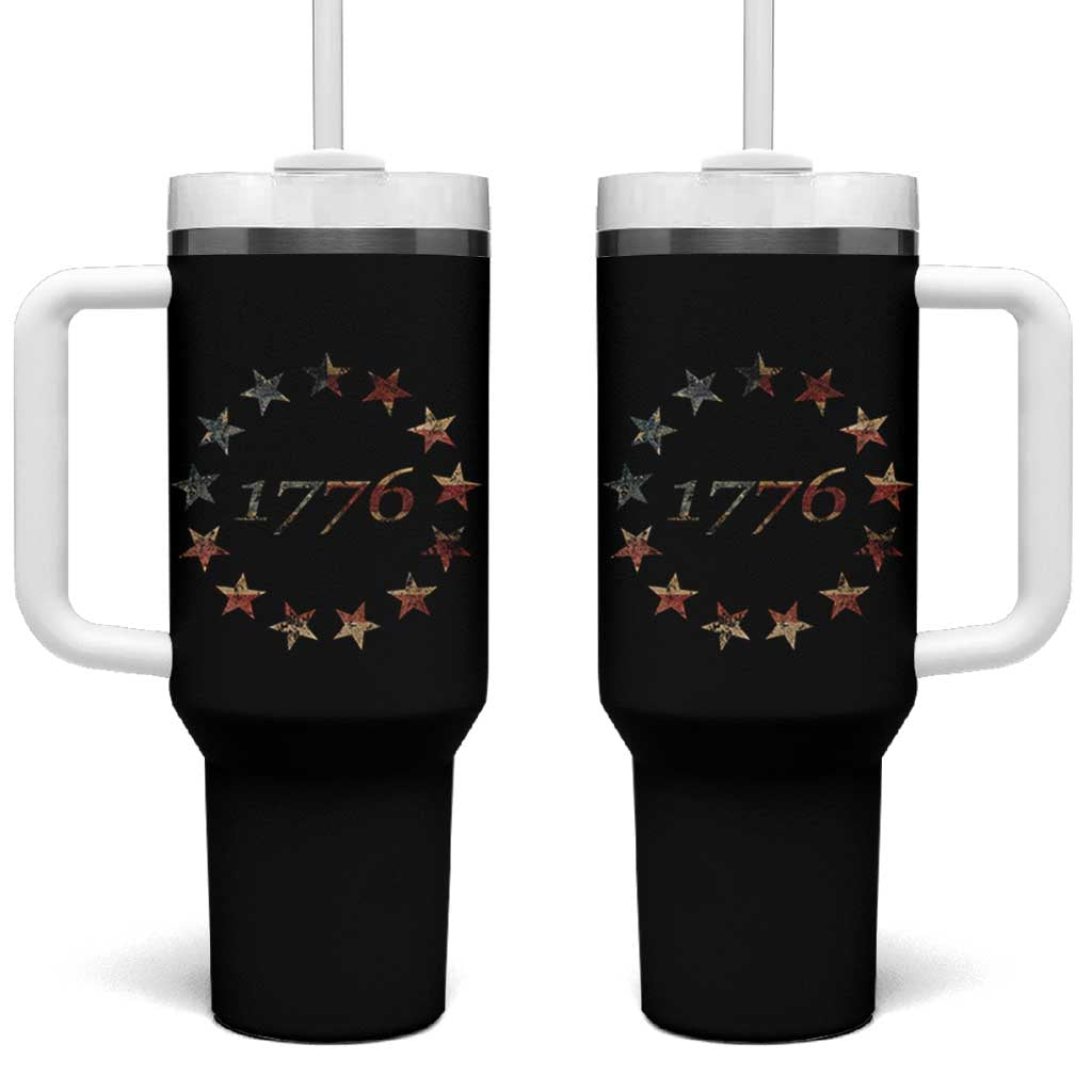 13 Star Flag Betsy Ross Distressed American Flag 1776 USA Tumbler With Handle 4th Of July - Wonder Print Shop