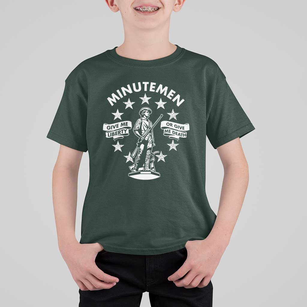 Minutemen Give Me Liberty Or Give Me Death T Shirt For Kid US History - Wonder Print Shop