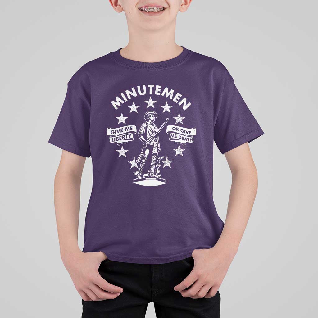 Minutemen Give Me Liberty Or Give Me Death T Shirt For Kid US History - Wonder Print Shop