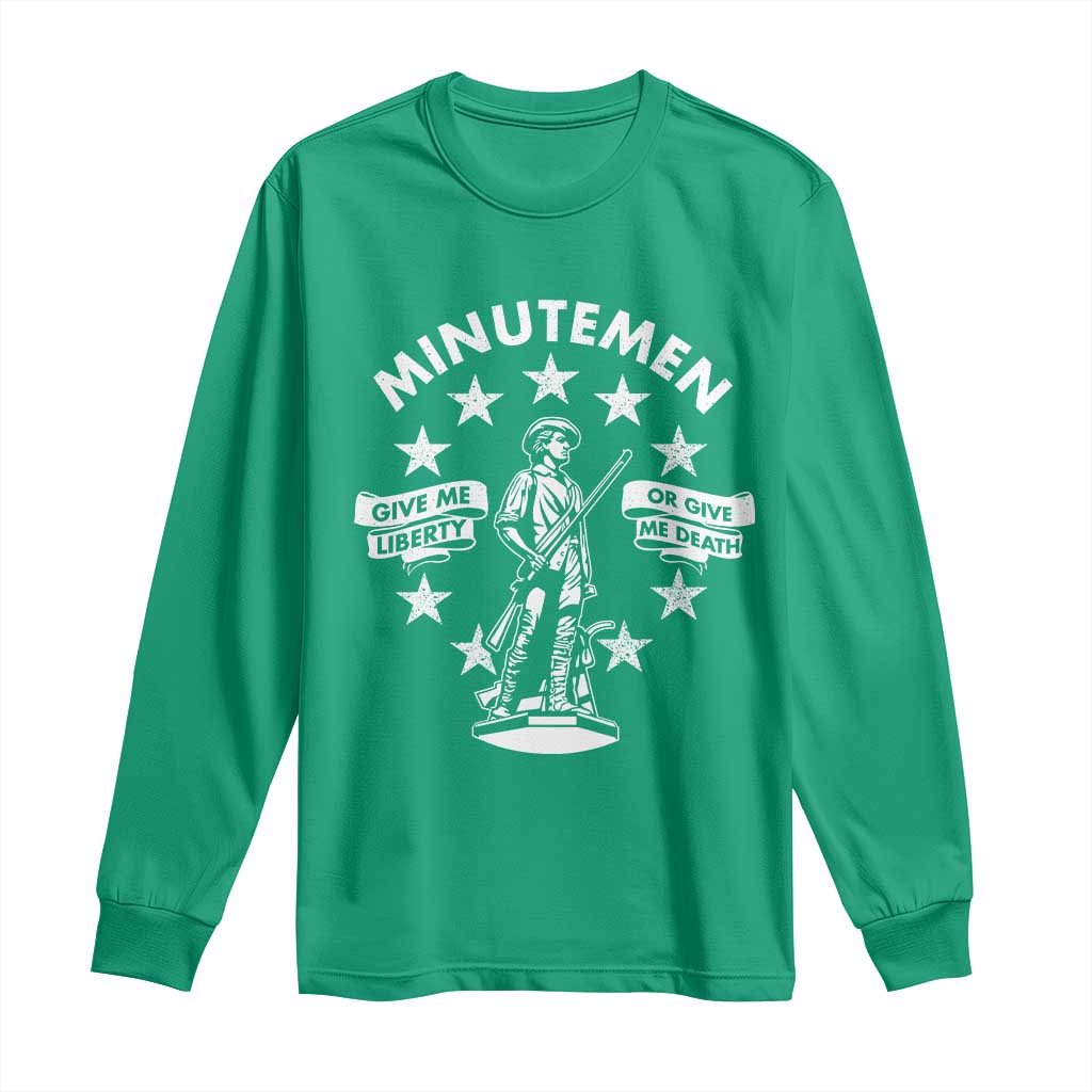 Minutemen Give Me Liberty Or Give Me Death Long Sleeve Shirt US History - Wonder Print Shop