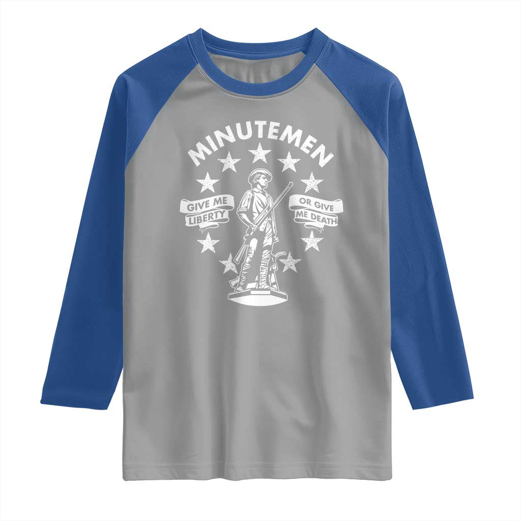 Minutemen Give Me Liberty Or Give Me Death Raglan Shirt US History - Wonder Print Shop