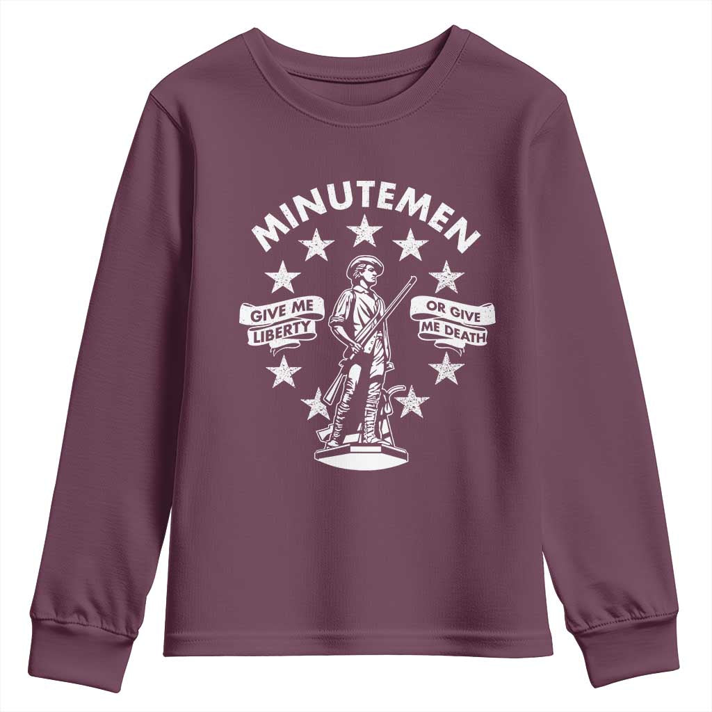 Minutemen Give Me Liberty Or Give Me Death Youth Sweatshirt US History - Wonder Print Shop