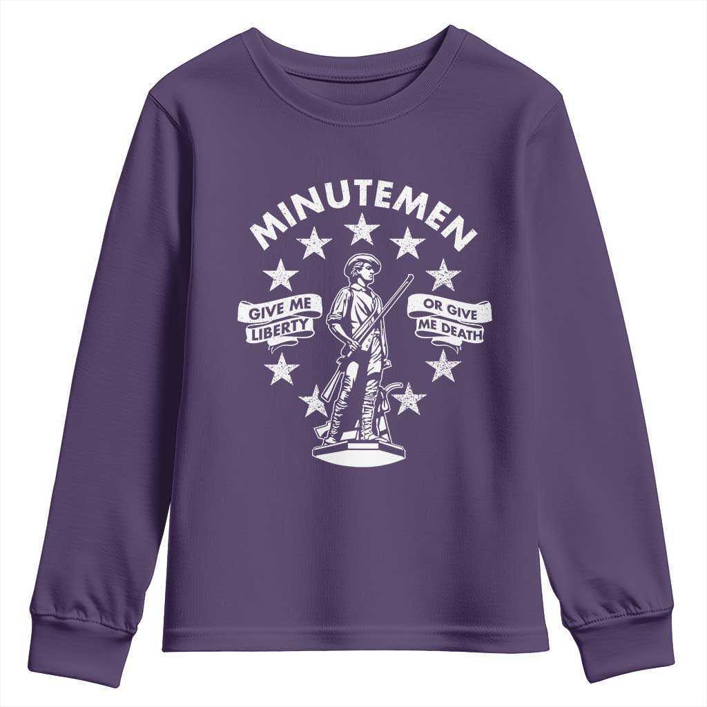 Minutemen Give Me Liberty Or Give Me Death Youth Sweatshirt US History - Wonder Print Shop