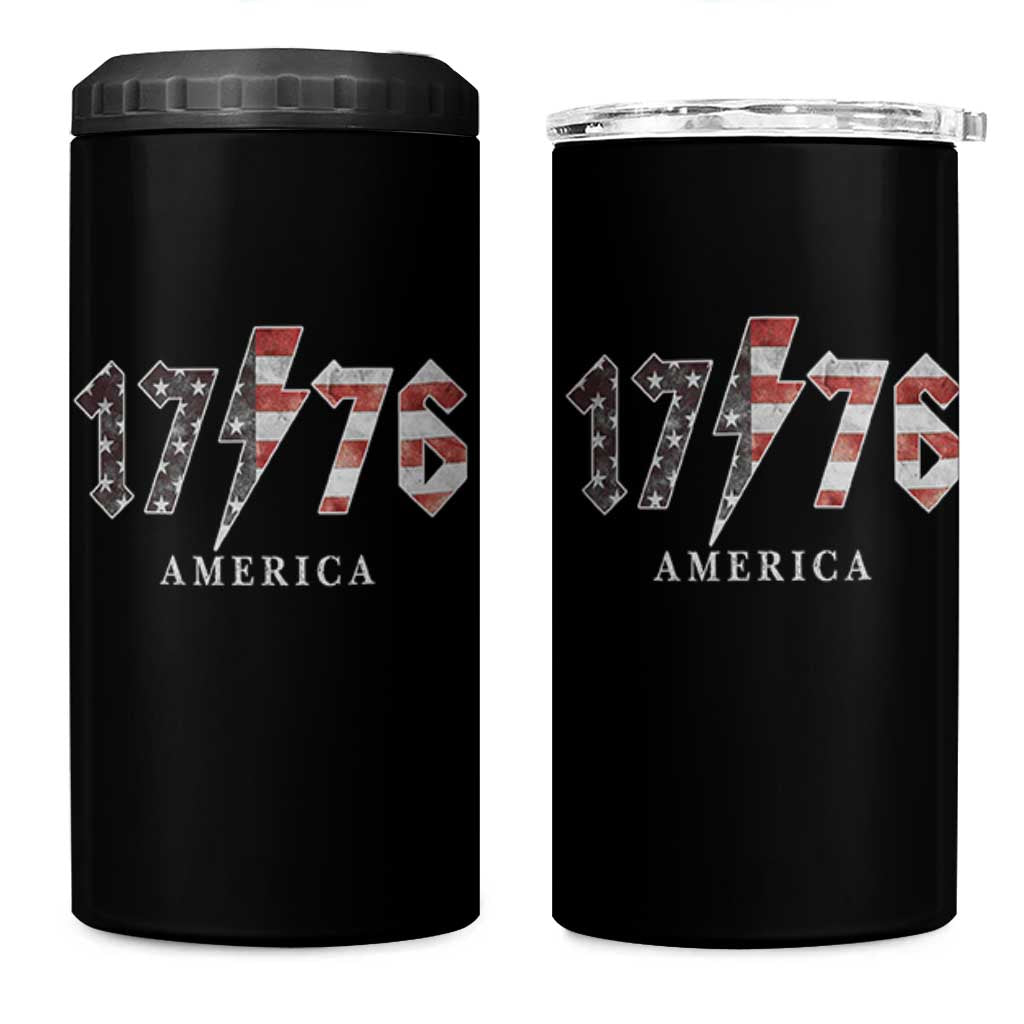 Patriotic 4th Of July 1776 America Classic Rock 4 in 1 Can Cooler Tumbler Vintage American Flag