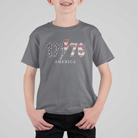 Patriotic 4th Of July 1776 America Classic Rock T Shirt For Kid Vintage American Flag