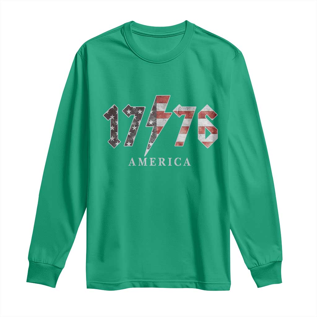 Patriotic 4th Of July 1776 America Classic Rock Long Sleeve Shirt Vintage American Flag