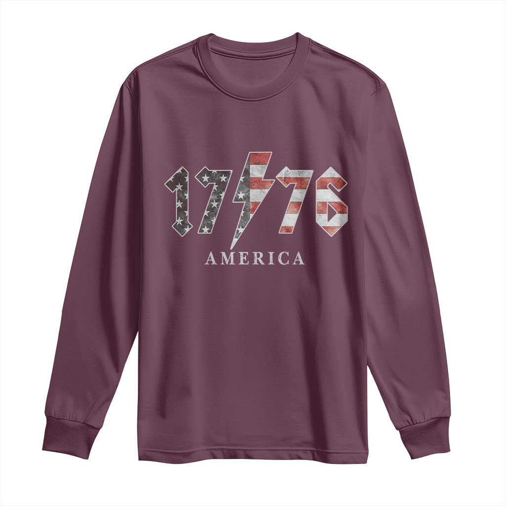 Patriotic 4th Of July 1776 America Classic Rock Long Sleeve Shirt Vintage American Flag