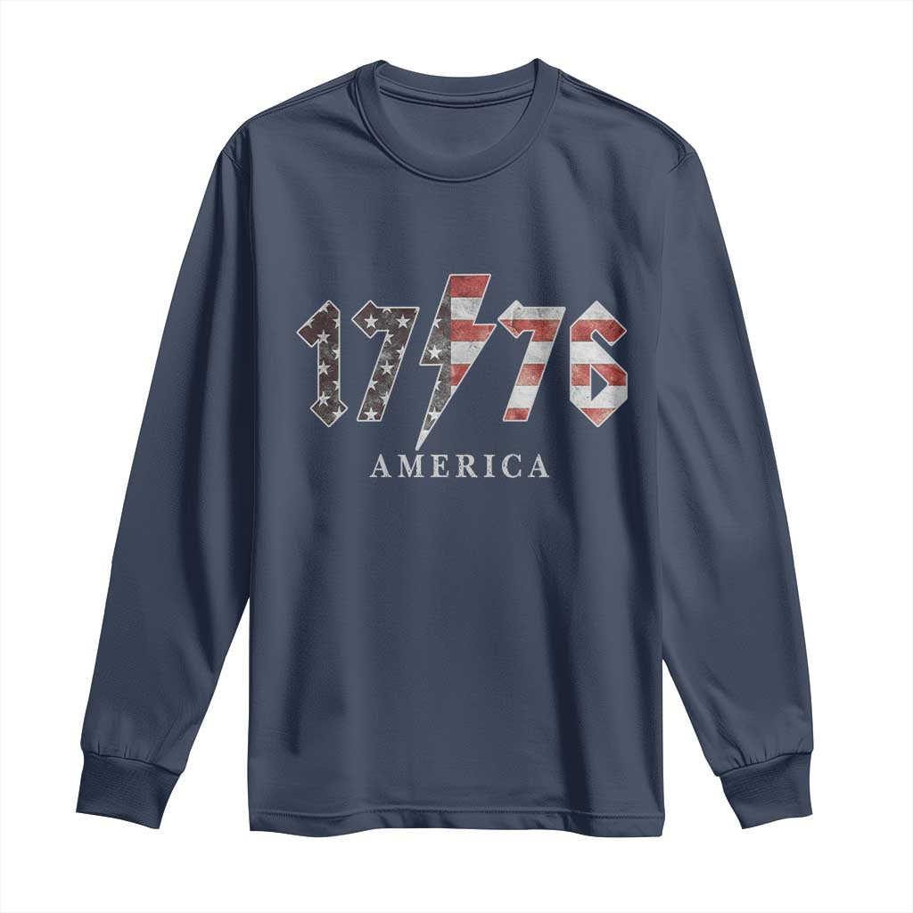 Patriotic 4th Of July 1776 America Classic Rock Long Sleeve Shirt Vintage American Flag
