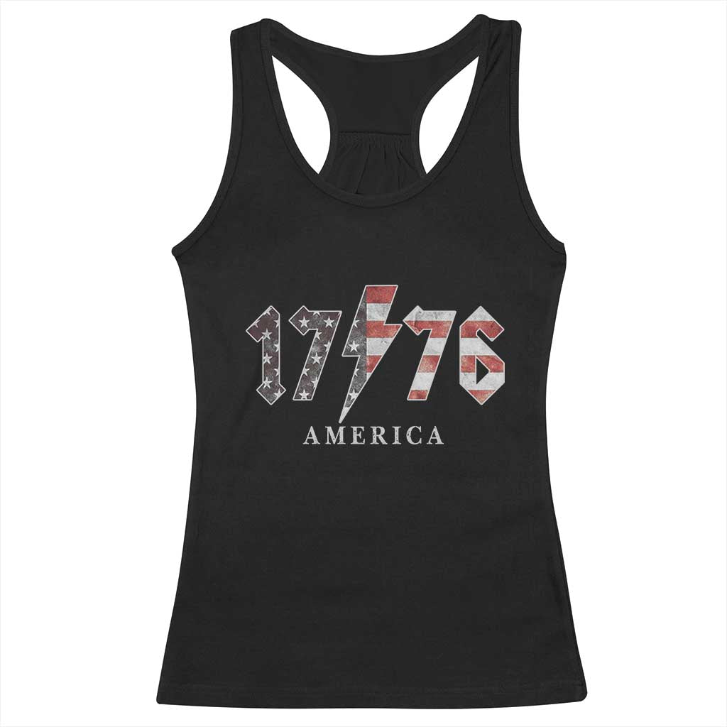 Patriotic 4th Of July 1776 America Classic Rock Racerback Tank Top Vintage American Flag