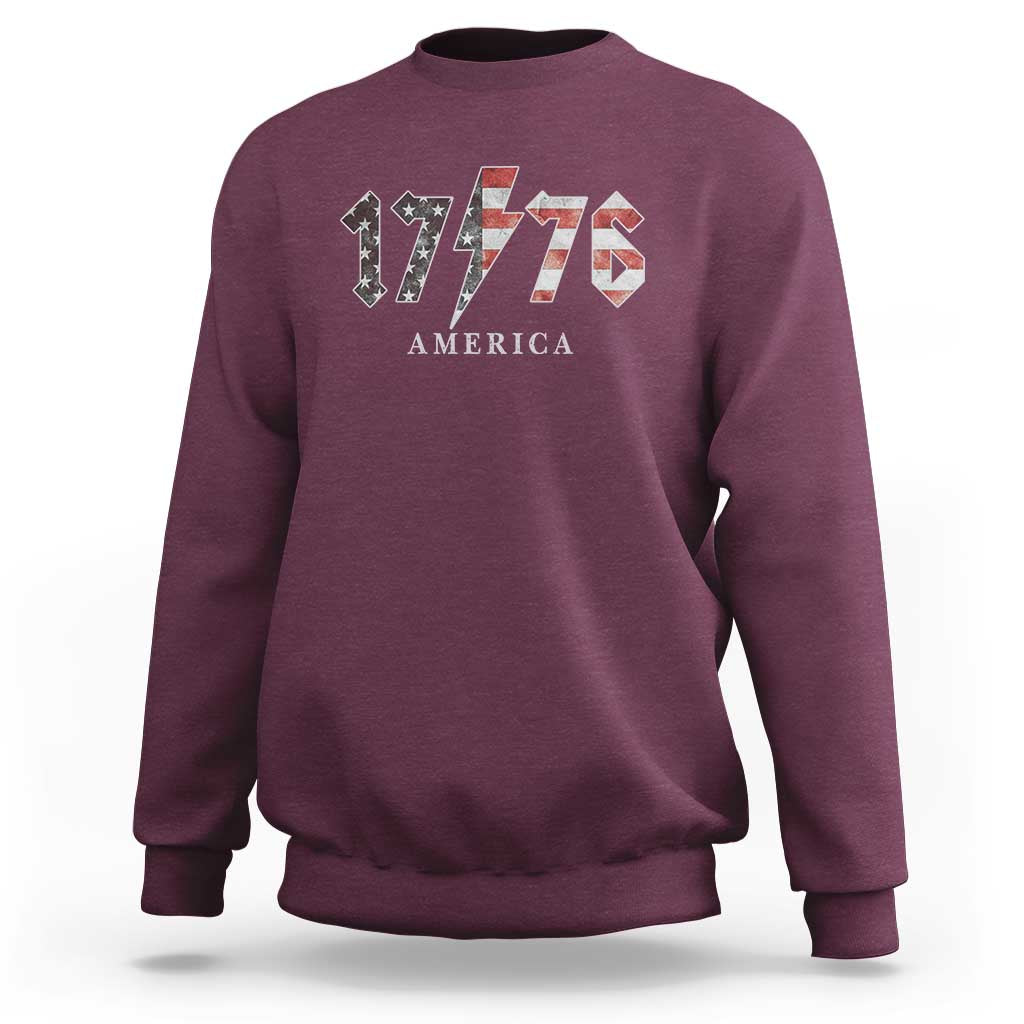 Patriotic 4th Of July 1776 America Classic Rock Sweatshirt Vintage American Flag