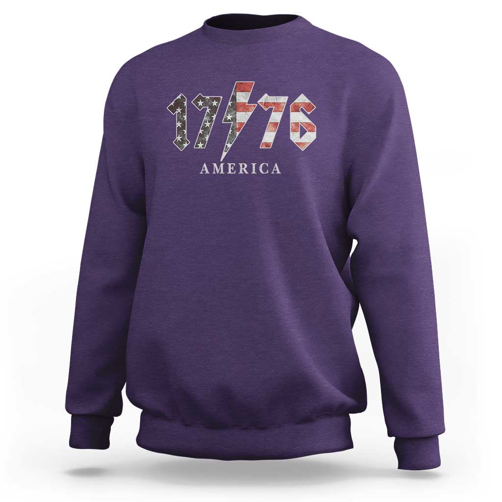 Patriotic 4th Of July 1776 America Classic Rock Sweatshirt Vintage American Flag