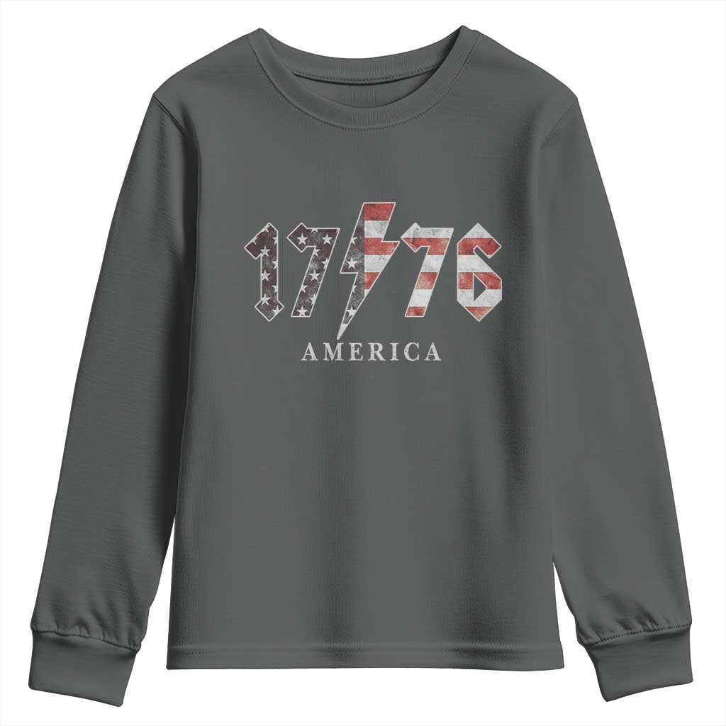 Patriotic 4th Of July 1776 America Classic Rock Youth Sweatshirt Vintage American Flag