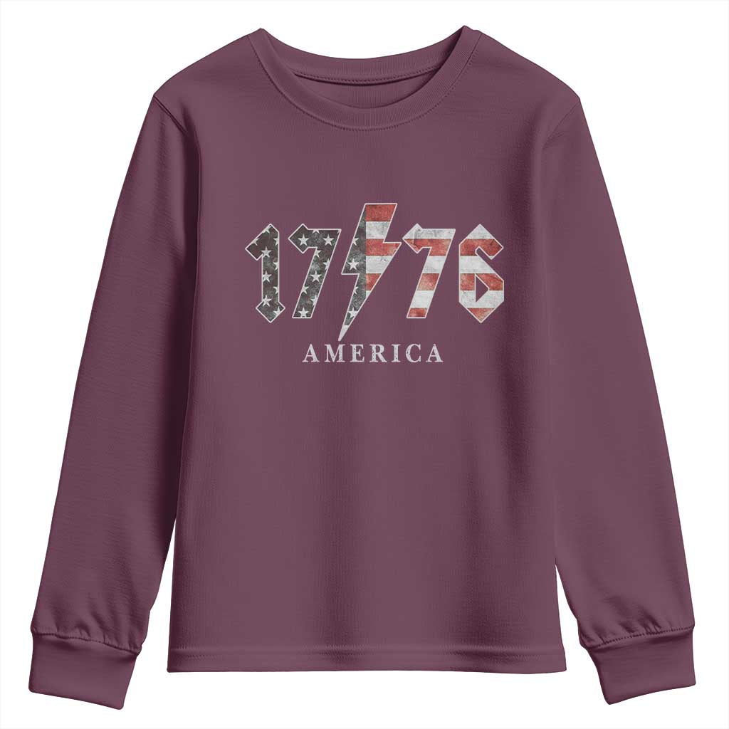Patriotic 4th Of July 1776 America Classic Rock Youth Sweatshirt Vintage American Flag