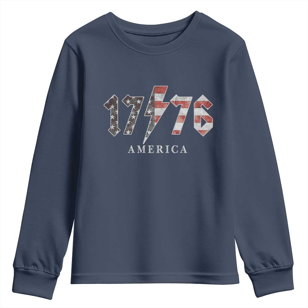 Patriotic 4th Of July 1776 America Classic Rock Youth Sweatshirt Vintage American Flag