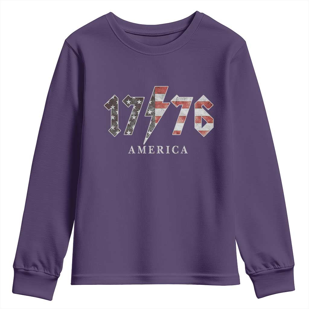 Patriotic 4th Of July 1776 America Classic Rock Youth Sweatshirt Vintage American Flag