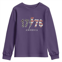 Patriotic 4th Of July 1776 America Classic Rock Youth Sweatshirt Vintage American Flag