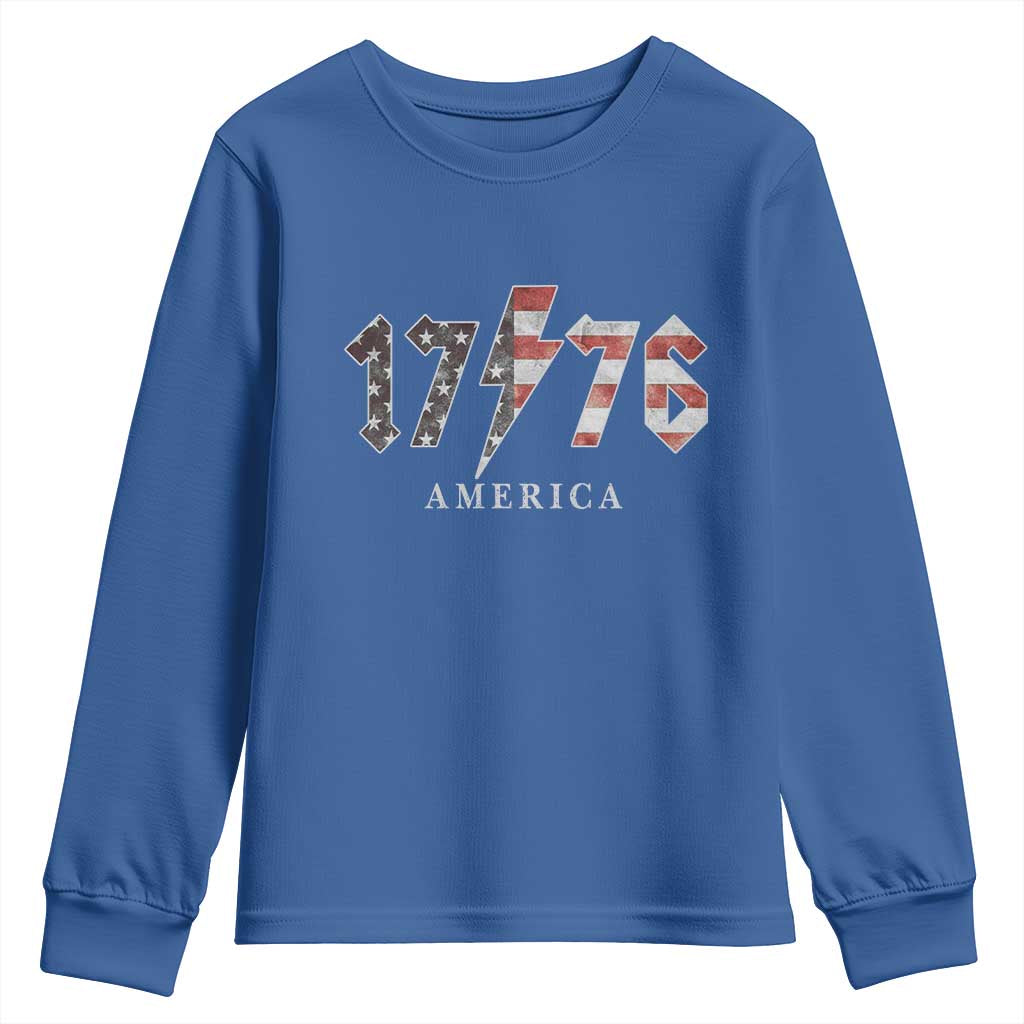 Patriotic 4th Of July 1776 America Classic Rock Youth Sweatshirt Vintage American Flag