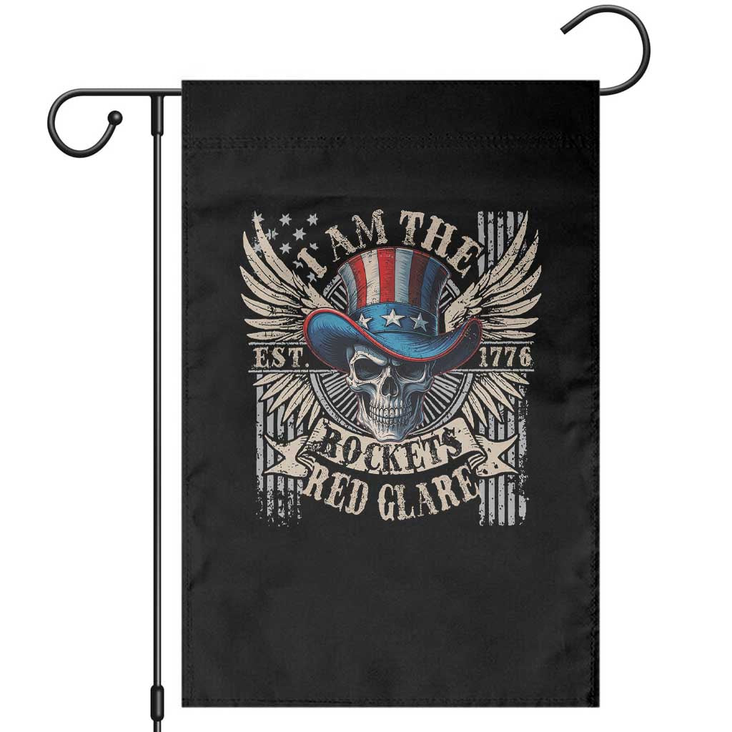 Funny 4th Of July Patriotic Skull Garden Flag I Am The Rockets Red Glare EST 1776 - Wonder Print Shop