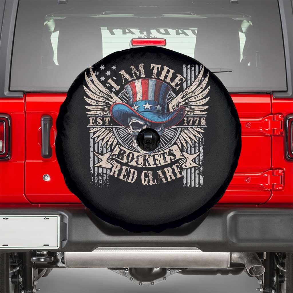 Funny 4th Of July Patriotic Skull Spare Tire Cover I Am The Rockets Red Glare EST 1776 - Wonder Print Shop