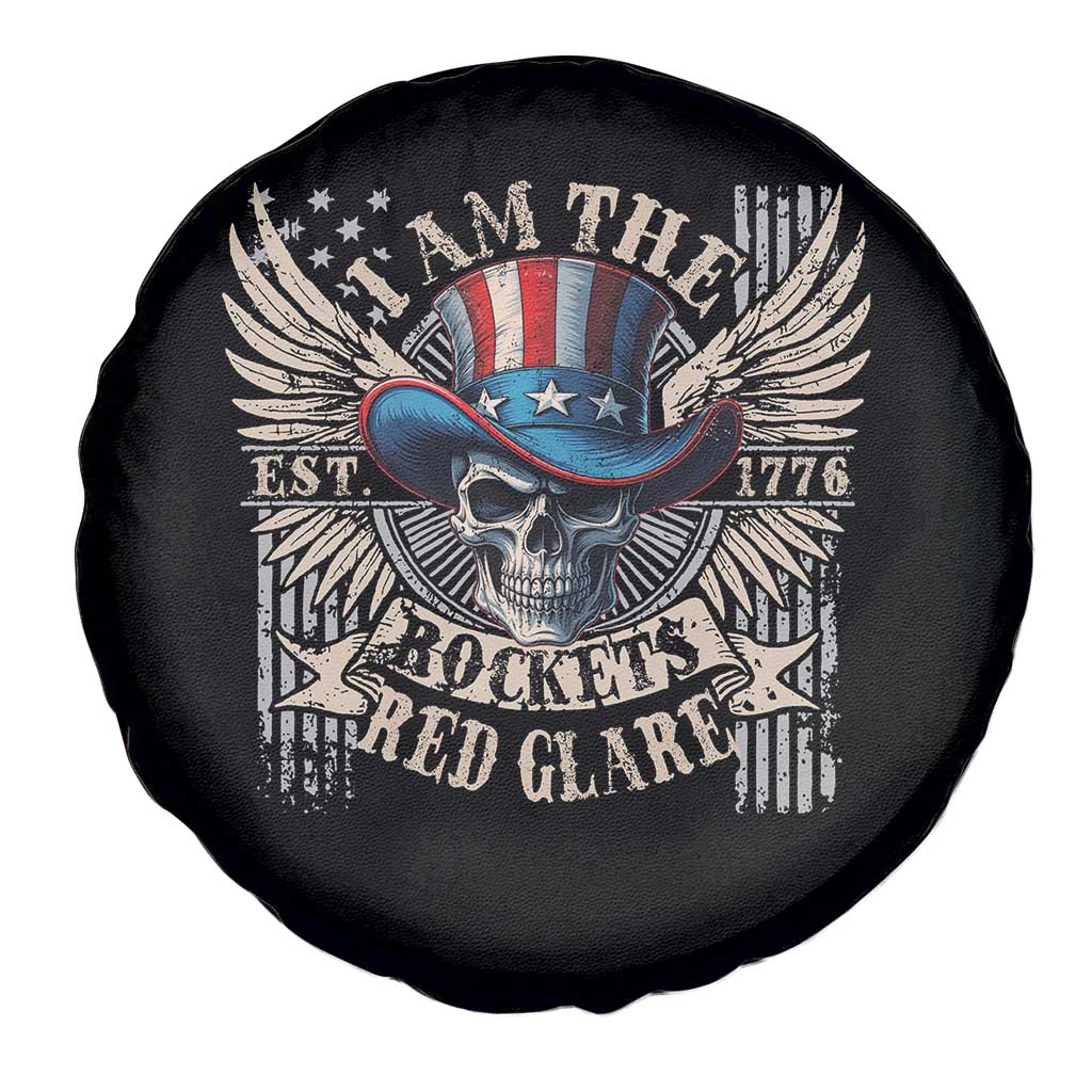 Funny 4th Of July Patriotic Skull Spare Tire Cover I Am The Rockets Red Glare EST 1776 - Wonder Print Shop